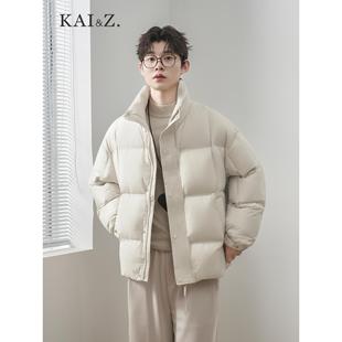 蓬松感立领90白鸭绒羽绒服男短款冬季2025新款潮流加厚面包服外套
