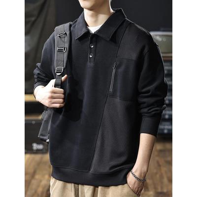 春秋新款2025加厚POLO衫卫衣男士大码翻领长袖上衣男款男装秋季潮