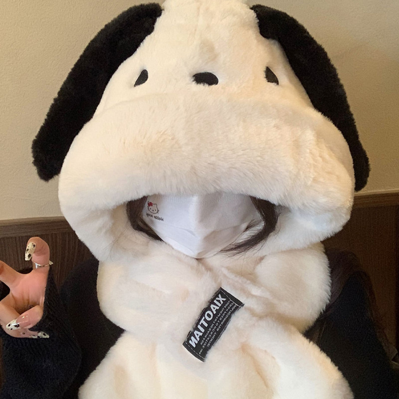 可爱小狗长耳朵毛绒帽子围巾一体雷锋帽女秋冬季显脸小保暖两件套,服饰配件/皮带/帽子/围巾,帽子,淘宝优惠券,粉丝福利购,淘宝优惠卷