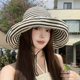 新款 百搭遮阳帽子大檐可折叠条纹遮脸防晒太阳帽 条纹渔夫帽女夏季