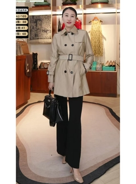 [设计总监然姐]EITIE爱特爱经典翻领浅驼色双排扣中长款风衣外套