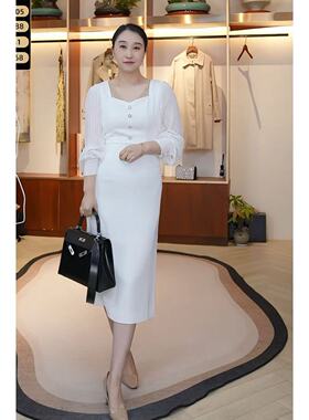 【设计总监然姐】EITIE爱特爱气质复古方领优雅连衣裙长112