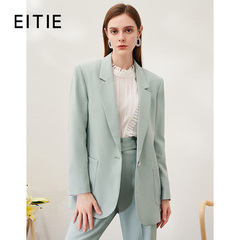 【设计总监然姐】宽松垫肩职业OL西装外套时尚绿色气质百搭春新款