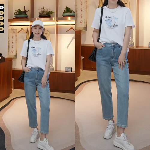 爱特爱时尚通勤显瘦直筒牛仔裤