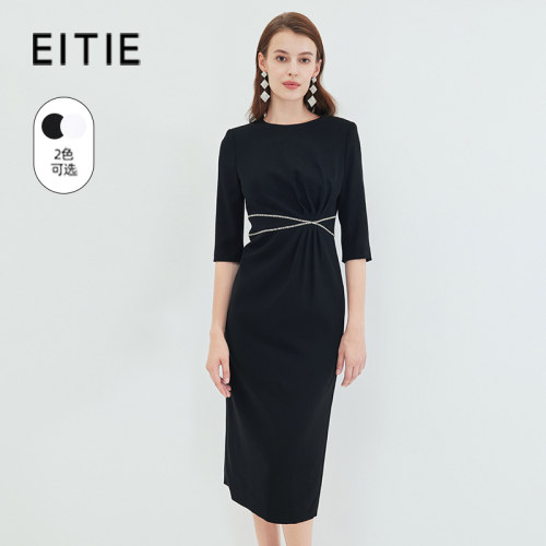 爱特爱气质钉珠收腰修身连衣裙