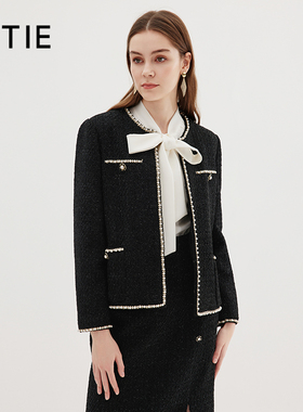 【设计总监然姐】EITIE爱特爱千金感通勤直筒小香风粗花呢外套