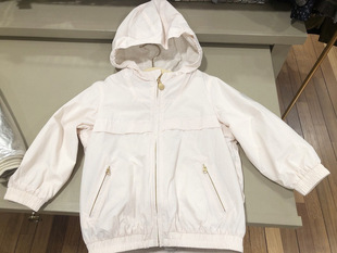 可臻 春秋新款女童小樱桃粉色短款夹克双层三防风衣休闲连帽外套