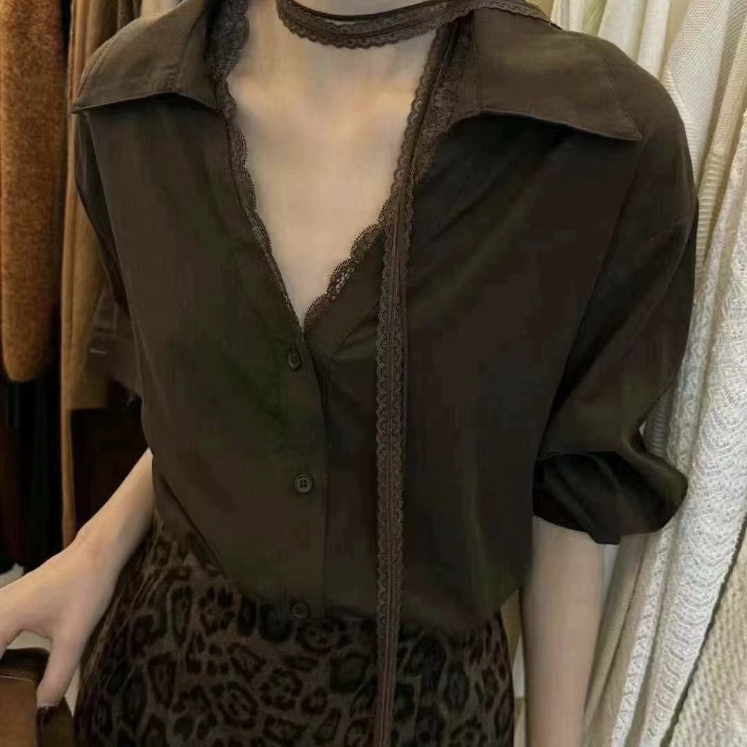 x.xiu新袖2025新款蕾丝衬衫