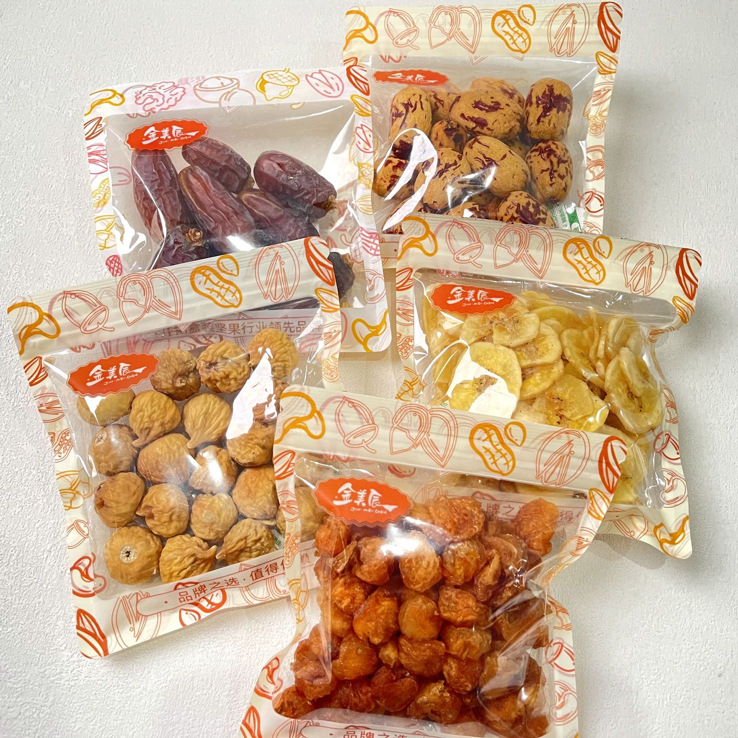 金美辰桂圆肉干椰枣虎皮去核枣无花果干香蕉片小包装称重年货零食