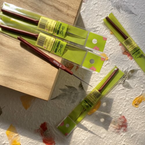 SKC蕾丝线微钩钩针0.5mm新手练习笔式钩针小号编织工具套装咖啡柄