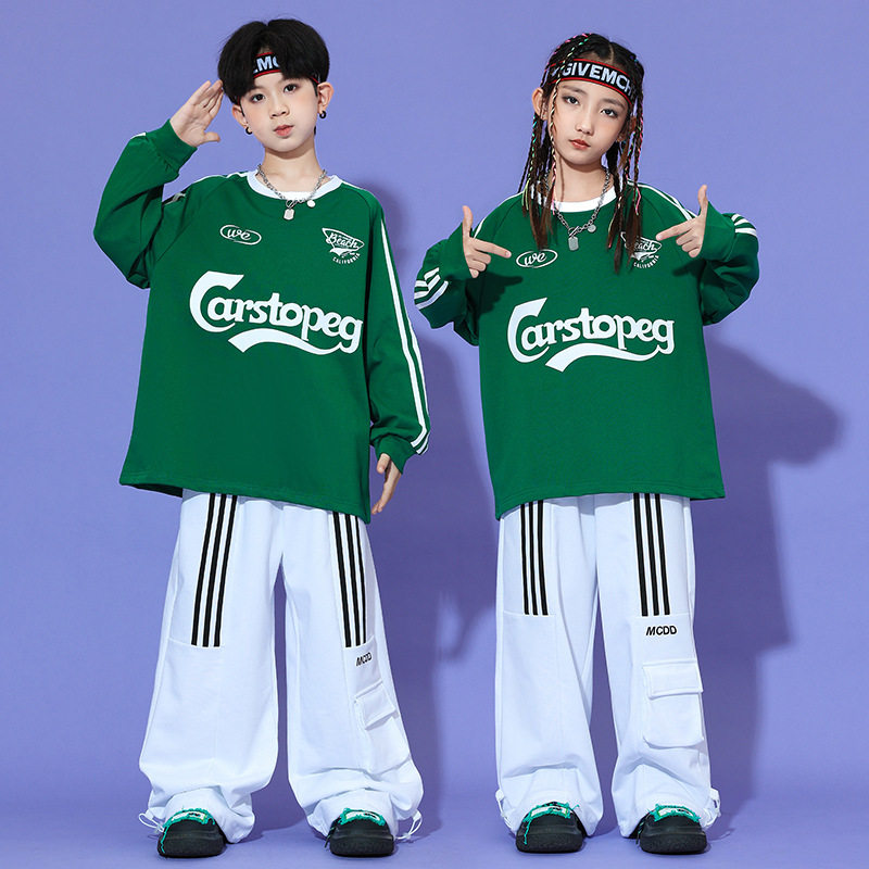 嘻哈儿童街舞潮服hiphop套装少儿架子鼓演出男女童卫衣运动会服装