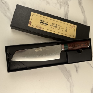 日本进口神田一卜大马士革钢锻打菜刀斩切一体厨房切肉刀切片刀