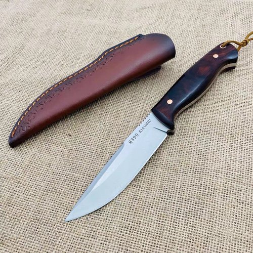 日本进口正品M390粉末钢户外直釖实木手柄高硬度水果刀随身刀