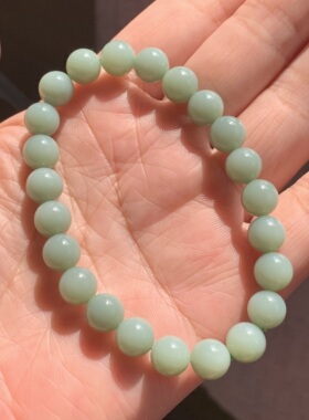 和田玉碧玉粉青瓷蓝手链俄罗斯老坑夹层料瓷蓝无结构奶蓝手串8女