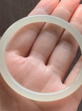 和田玉晴水叮当镯子淡晴水小细条小圆条镯子特细起荧光57 58 59