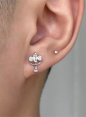 Komeiku 泪光烛台 小众中性设计耳骨钉 欧美ins冷淡风钛钢耳钉