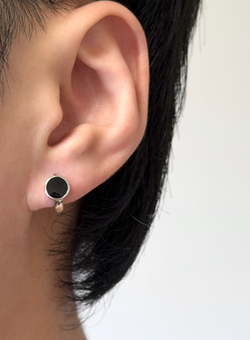 Komeiku 黑色滴釉耳扣 小众简约中性风 百搭个性复古高级感耳环