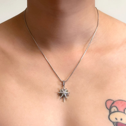 Komeiku 八芒星满钻蛇骨链 小众设计精致高级感 欧美嘻哈钛钢项链