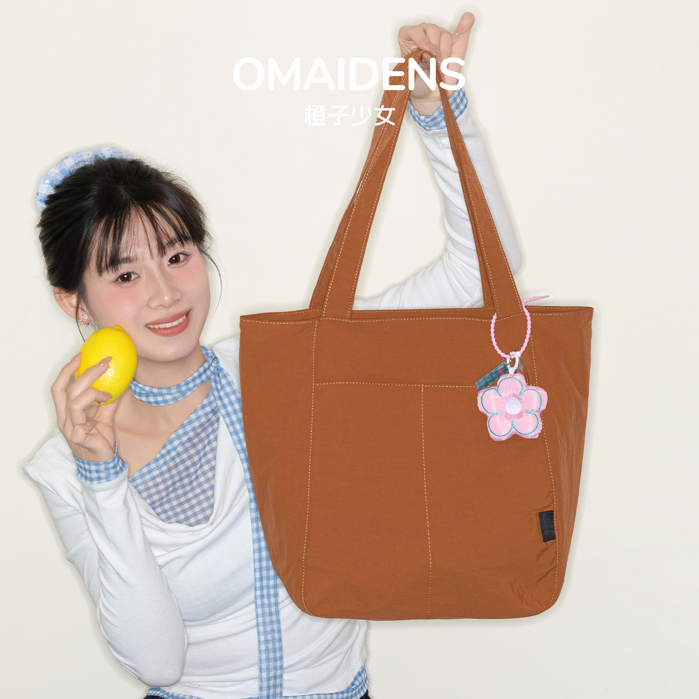 橙子少女日系防水尼龙简约风大容量托特包女通勤手提包学生单肩包,箱包皮具/热销女包/男包,托特包,淘宝优惠券,粉丝福利购,淘宝优惠卷