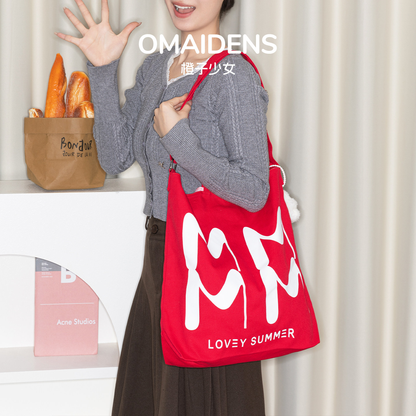 橙子少女松弛感帆布包大容量简约红色单肩包设计感小众上班通勤包,箱包皮具/热销女包/男包,时尚帆布包,淘宝优惠券,粉丝福利购,淘宝优惠卷