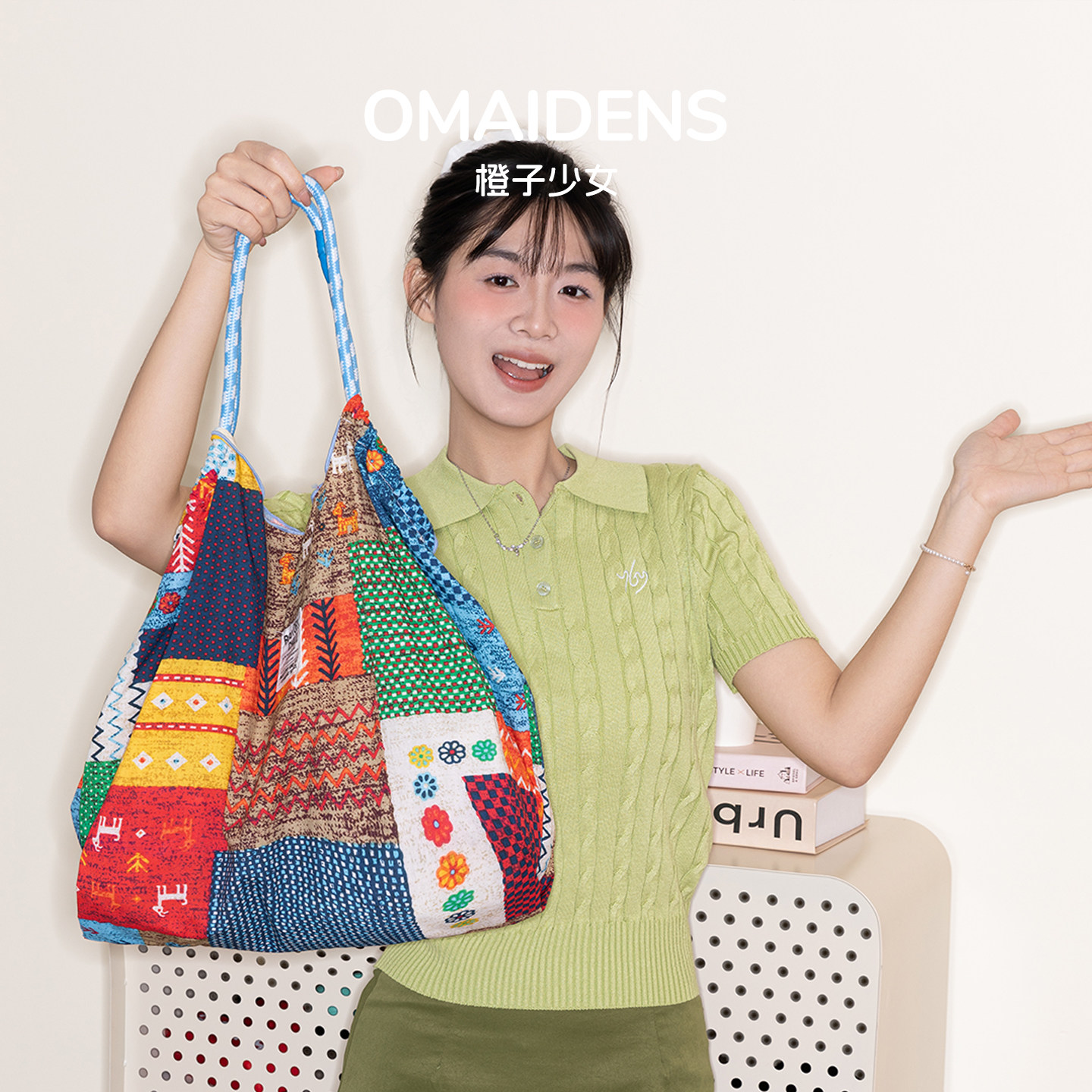 橙子少女民族风撞色帆布托特包2026春季大容量慵懒单肩斜挎手提包,箱包皮具/热销女包/男包,托特包,淘宝优惠券,粉丝福利购,淘宝优惠卷