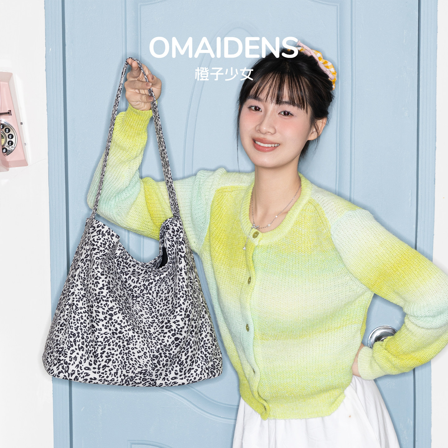 橙子少女韩系黑白豹纹帆布包2026新款单肩包大容量慵懒风托特包包,箱包皮具/热销女包/男包,通用款女包,淘宝优惠券,粉丝福利购,淘宝优惠卷