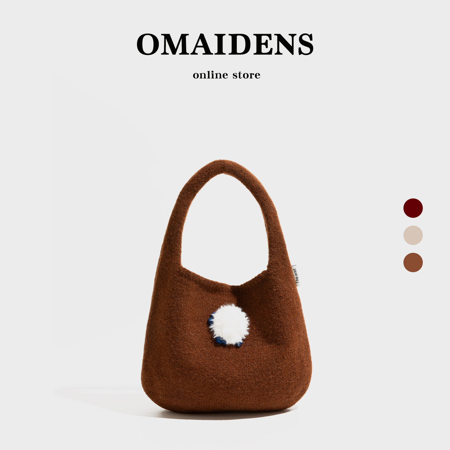 橙子少女复古可爱毛球针织女包2025秋冬新款手拎包通勤慵懒小包包,箱包皮具/热销女包/男包,托特包,淘宝优惠券,粉丝福利购,淘宝优惠卷