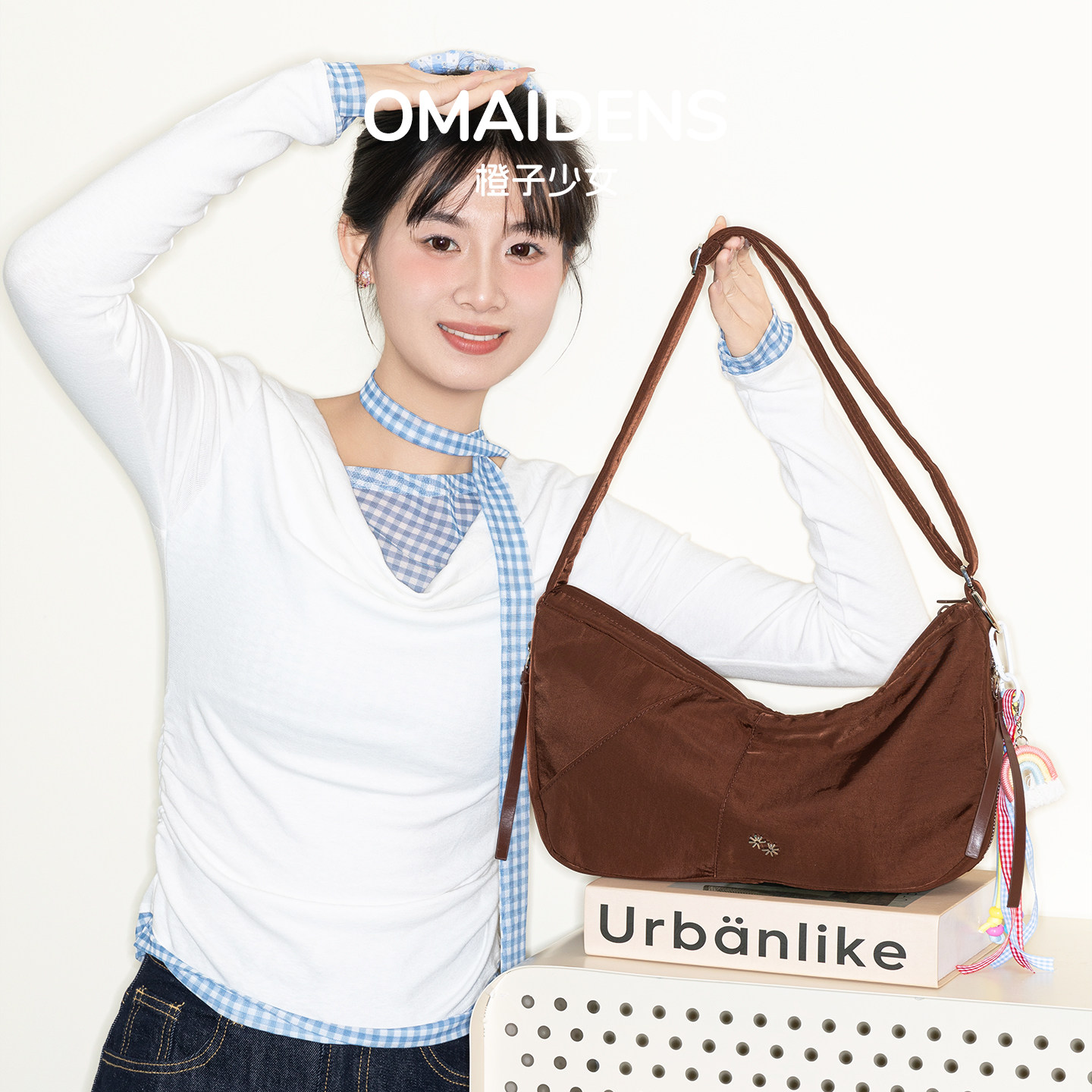 橙子少女韩系简约尼龙粉色包包2025秋冬新款腋下包慵懒手提单肩包,箱包皮具/热销女包/男包,托特包,淘宝优惠券,粉丝福利购,淘宝优惠卷