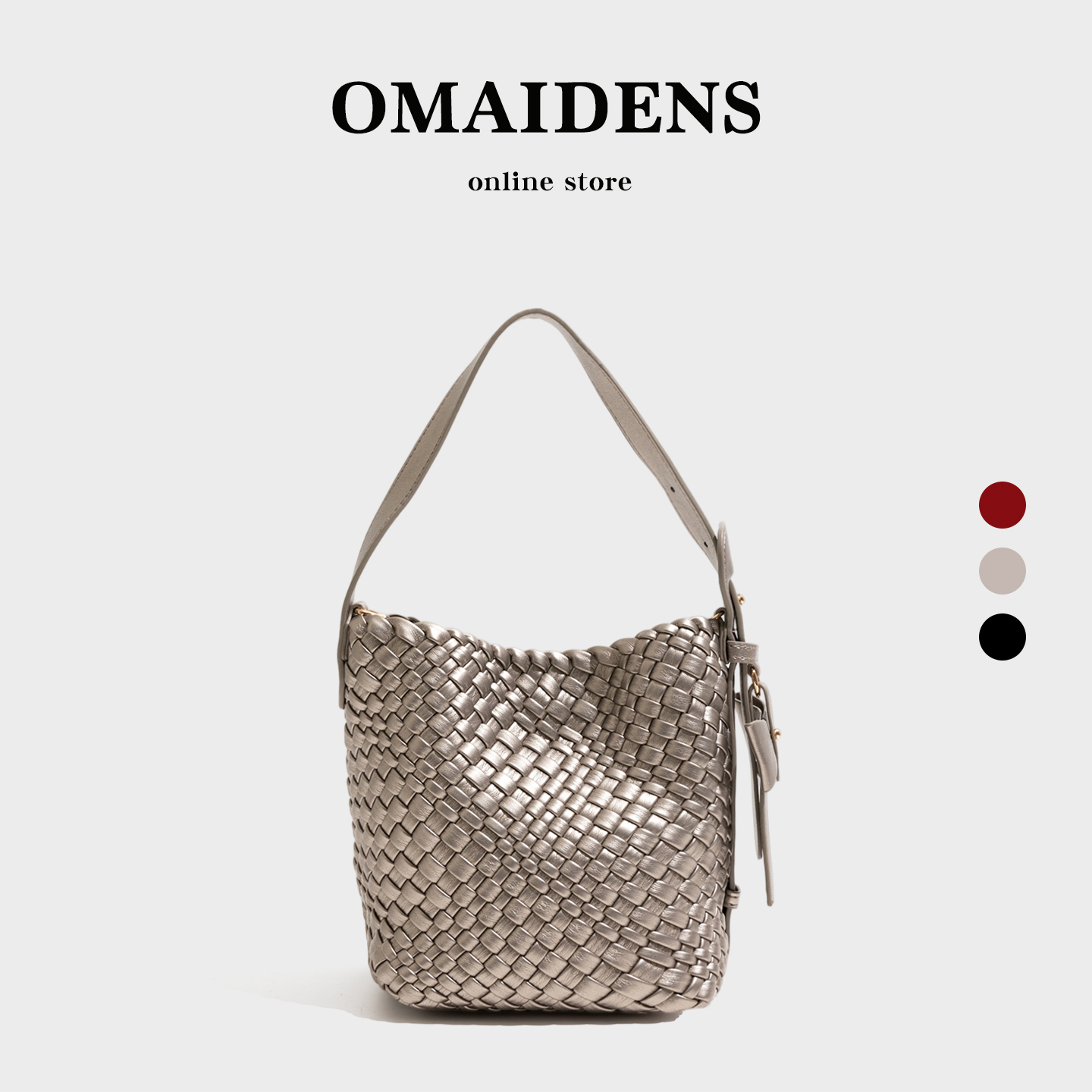 韩系银色软皮编织女包2025年新款