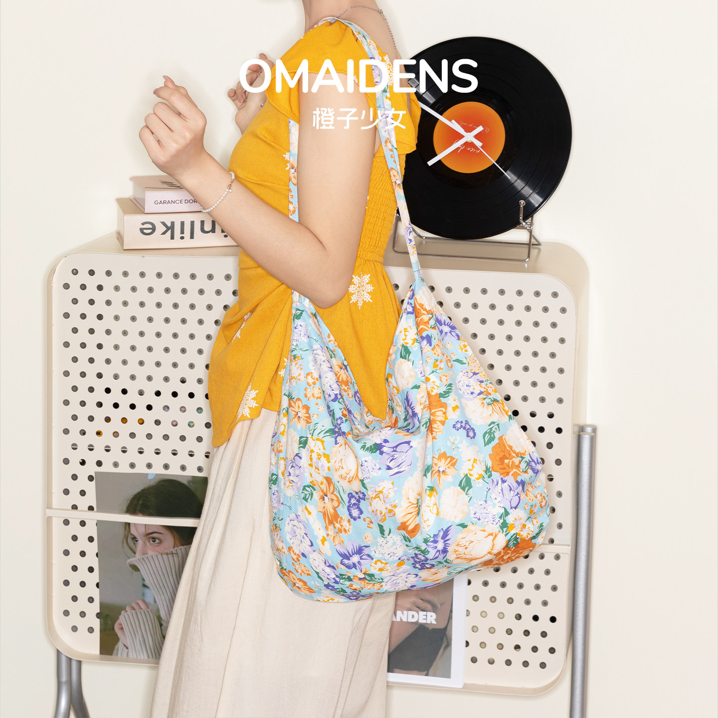 橙子少女小清新碎花托特包女大容量设计感小众帆布包2026春单肩包,箱包皮具/热销女包/男包,通用款女包,淘宝优惠券,粉丝福利购,淘宝优惠卷