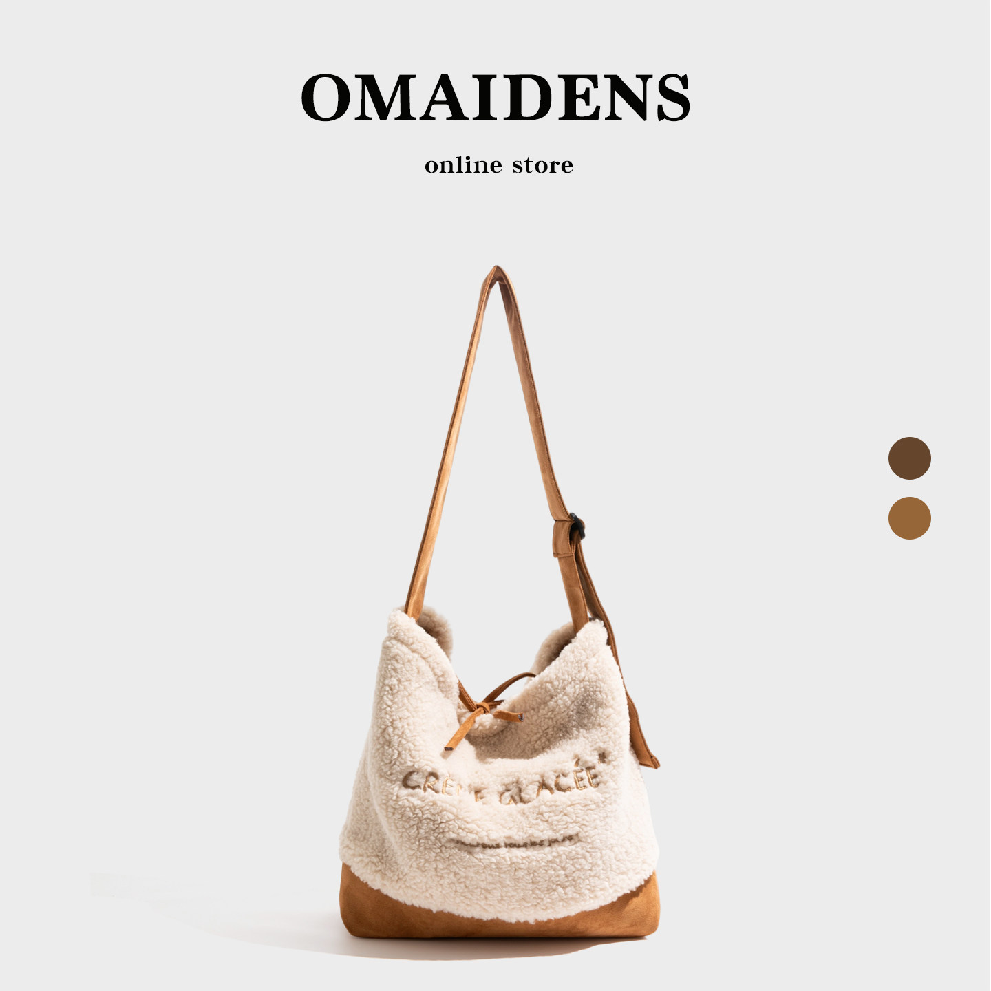 橙子少女慵懒风羊羔毛托特包女士2025秋冬双面休闲毛绒单肩斜挎包,箱包皮具/热销女包/男包,托特包,淘宝优惠券,粉丝福利购,淘宝优惠卷