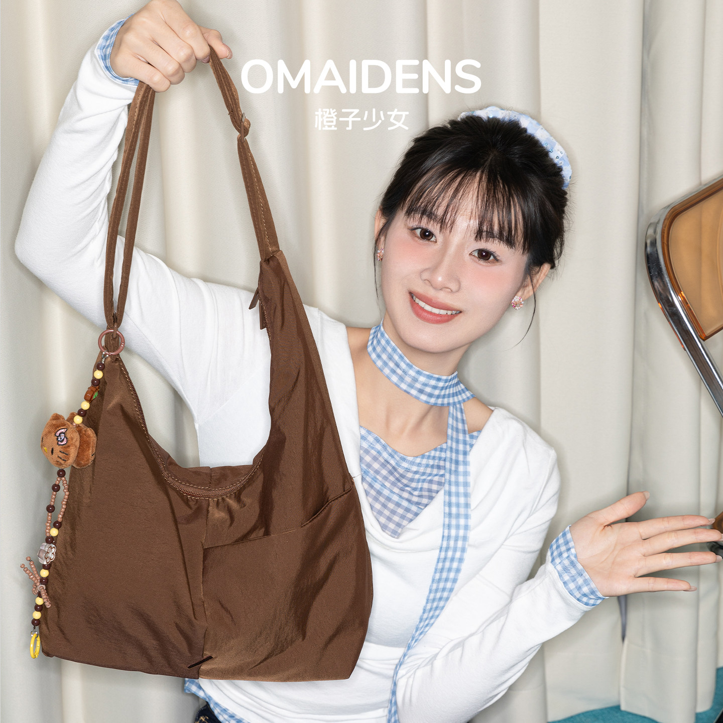 橙子少女复古慵懒风防水尼龙布托特包小众春夏上班通勤单肩斜挎包,箱包皮具/热销女包/男包,托特包,淘宝优惠券,粉丝福利购,淘宝优惠卷