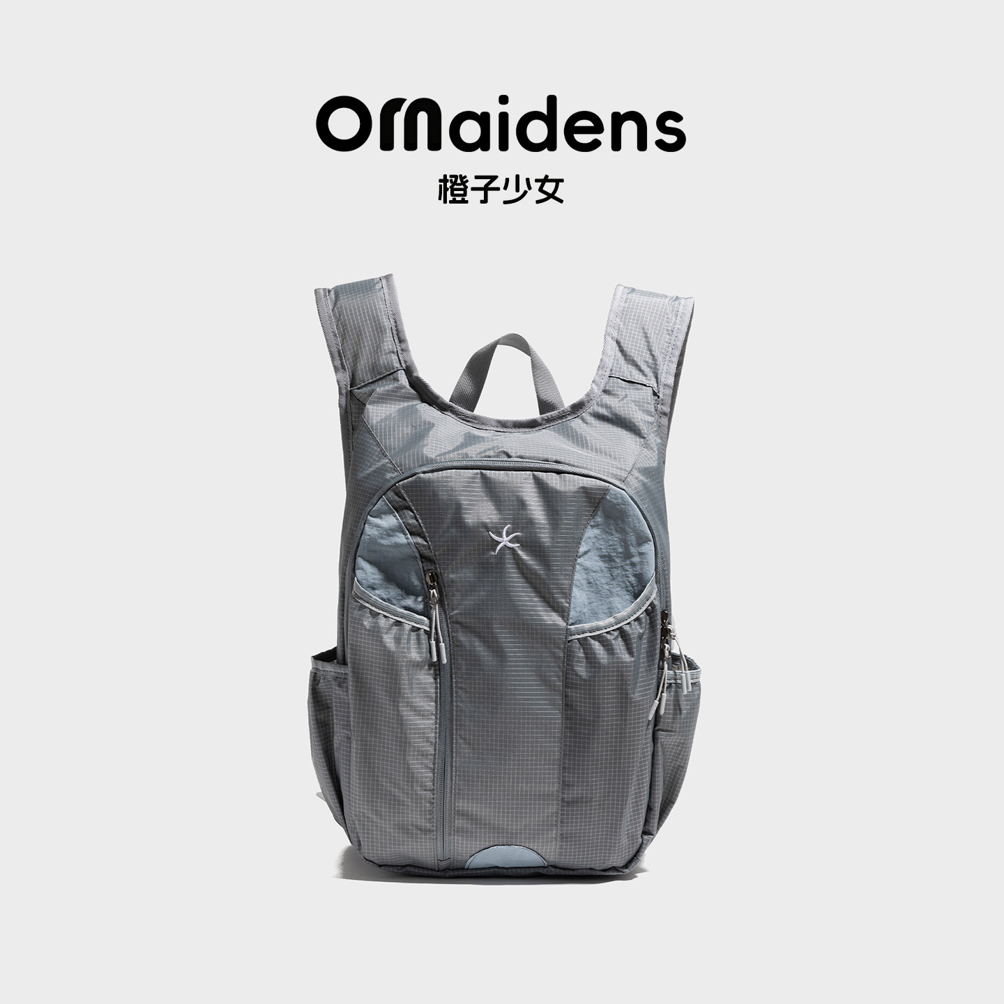 橙子少女山系轻量化尼龙双肩包2026新款骑行包户外运动小背包书包