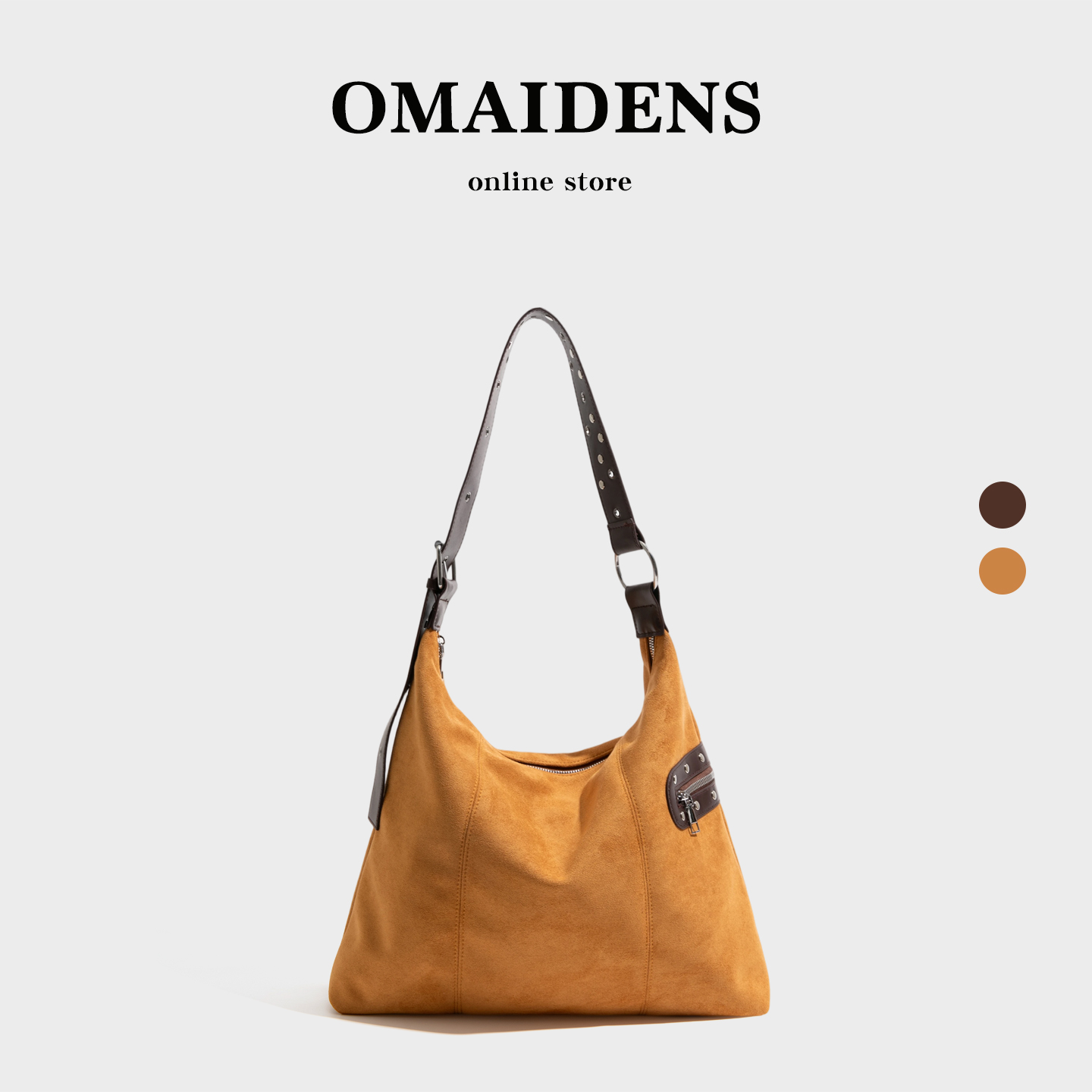 橙子少女腋下包美拉德麂皮水桶包