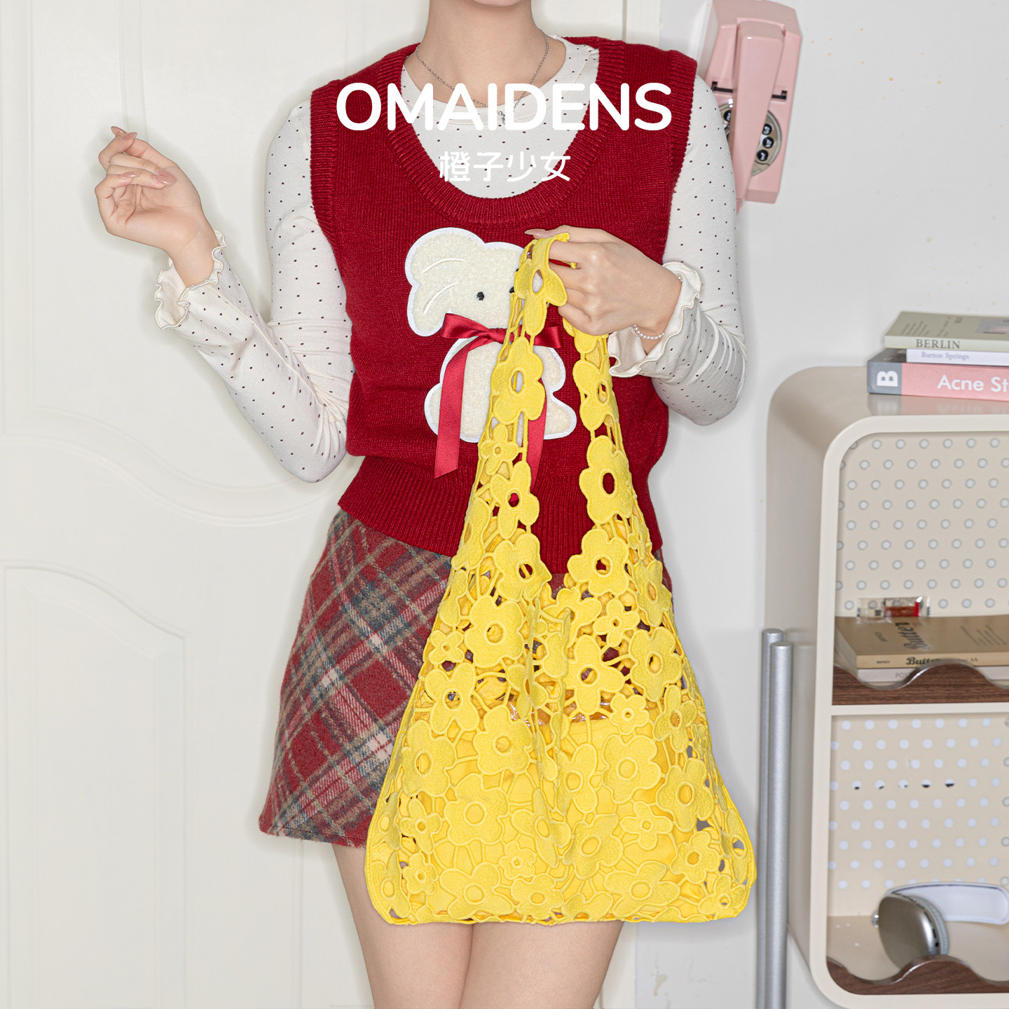 橙子少女小众设计镂空花朵单肩包女甜美多巴胺百搭休闲度假托特包,箱包皮具/热销女包/男包,托特包,淘宝优惠券,粉丝福利购,淘宝优惠卷