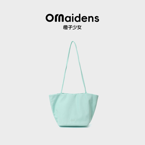 橙子少女薄荷绿大容量通勤托特包