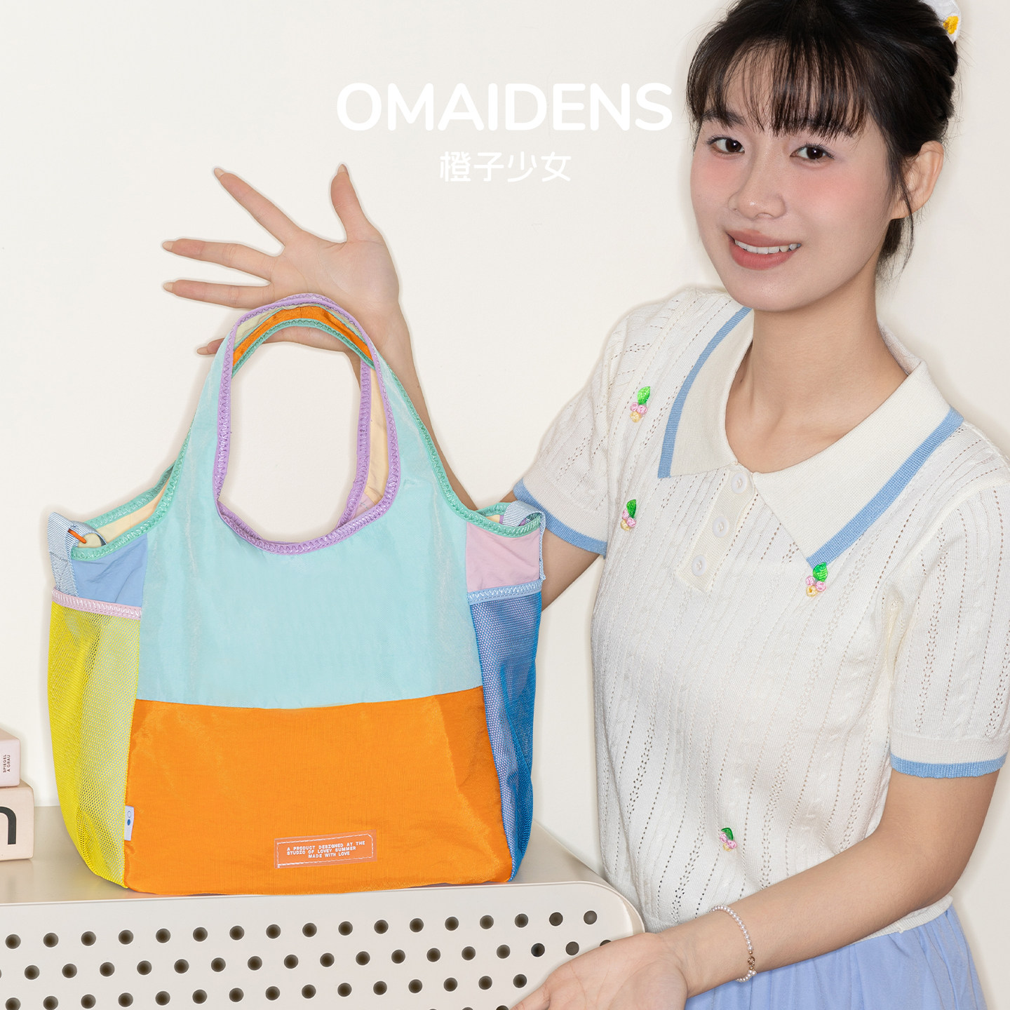 橙子少女新加坡尼龙包甜蕉折叠妈咪包2025新款多巴胺防水手提包袋,箱包皮具/热销女包/男包,托特包,淘宝优惠券,粉丝福利购,淘宝优惠卷