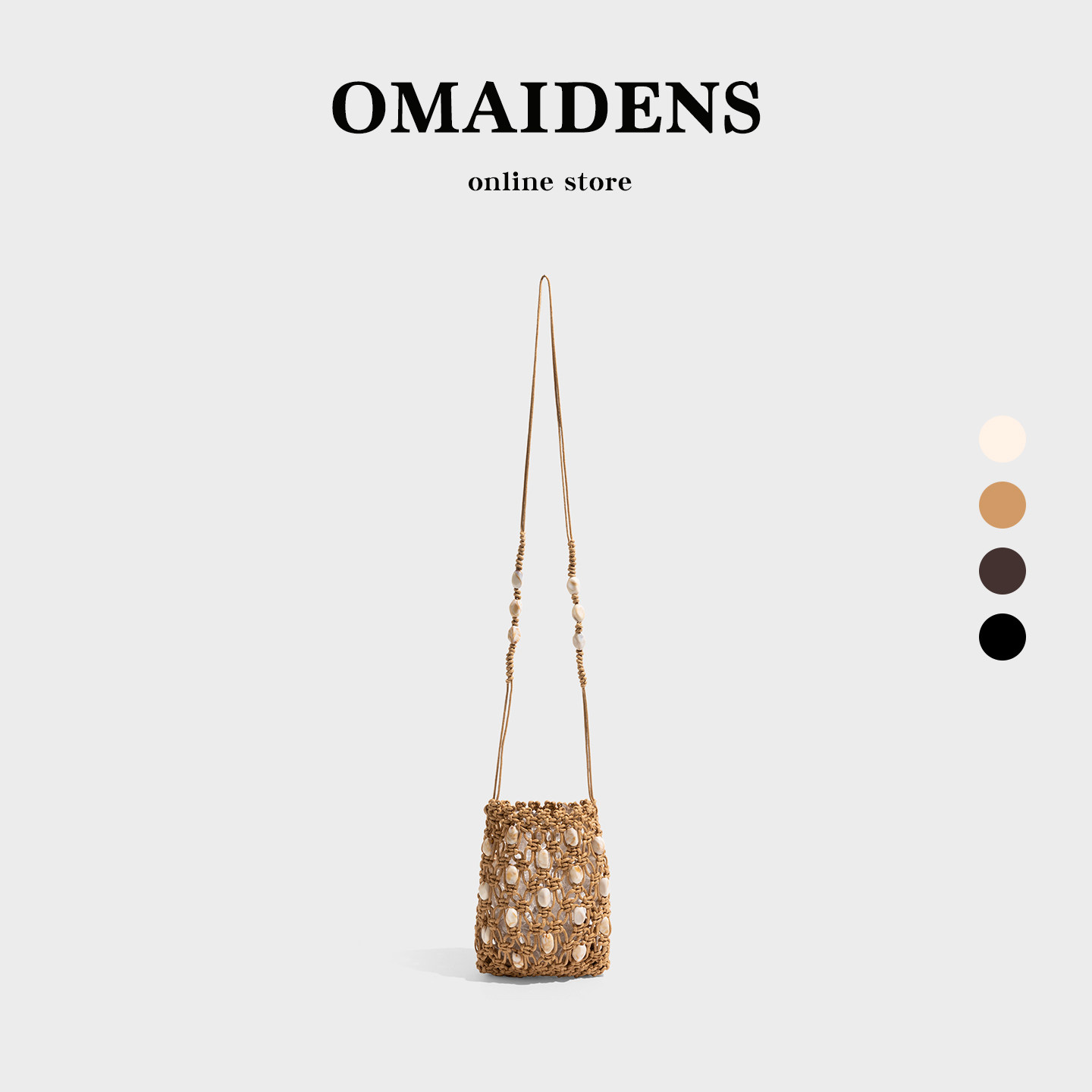 橙子少女天然贝壳镂空编织包女2026夏季民族风度假手机包迷你小包