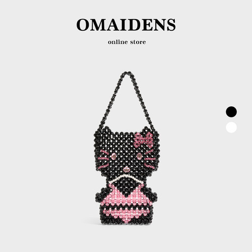 橙子少女HelloKitty重工串珠托特包女可爱卡通手工编织包生日礼物