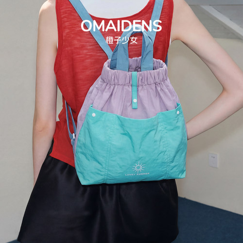 橙子少女多巴胺轻便防水双肩包