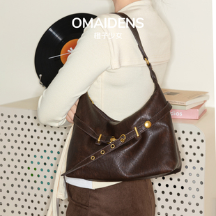 橙子少女松弛感hobo包包女通勤托特包大容量日常单肩腋下包高级感