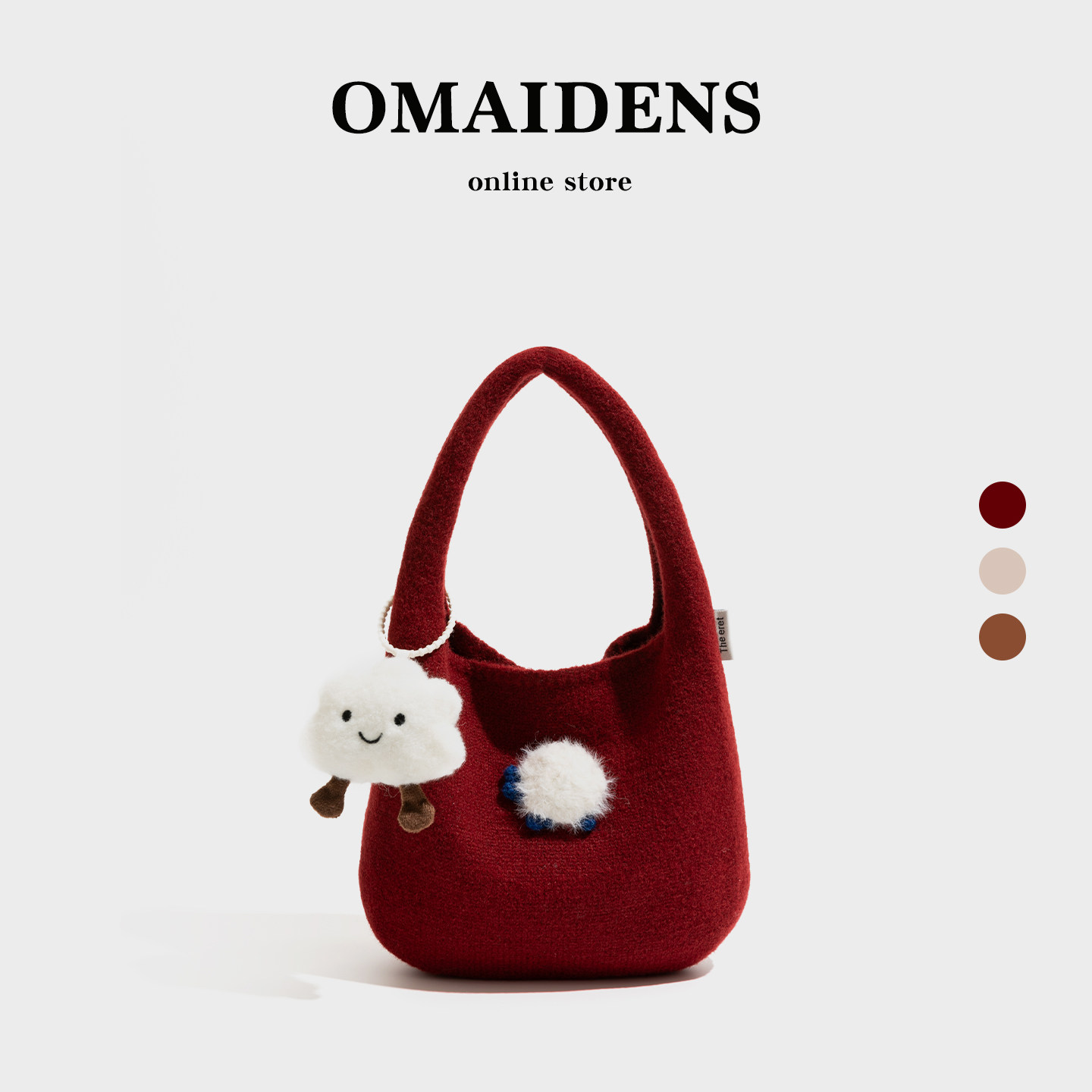 橙子少女韩系可爱红色针织女包2025年秋冬新款手提包慵懒风毛呢包,箱包皮具/热销女包/男包,托特包,淘宝优惠券,粉丝福利购,淘宝优惠卷