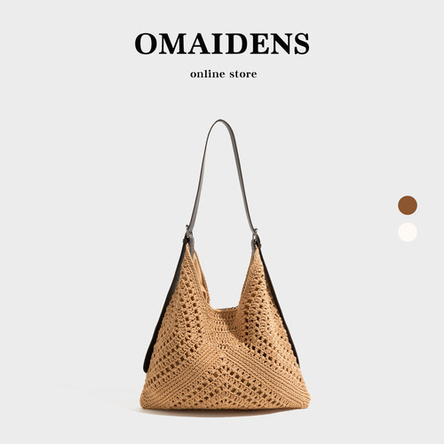 橙子少女针织编织单肩包大容量