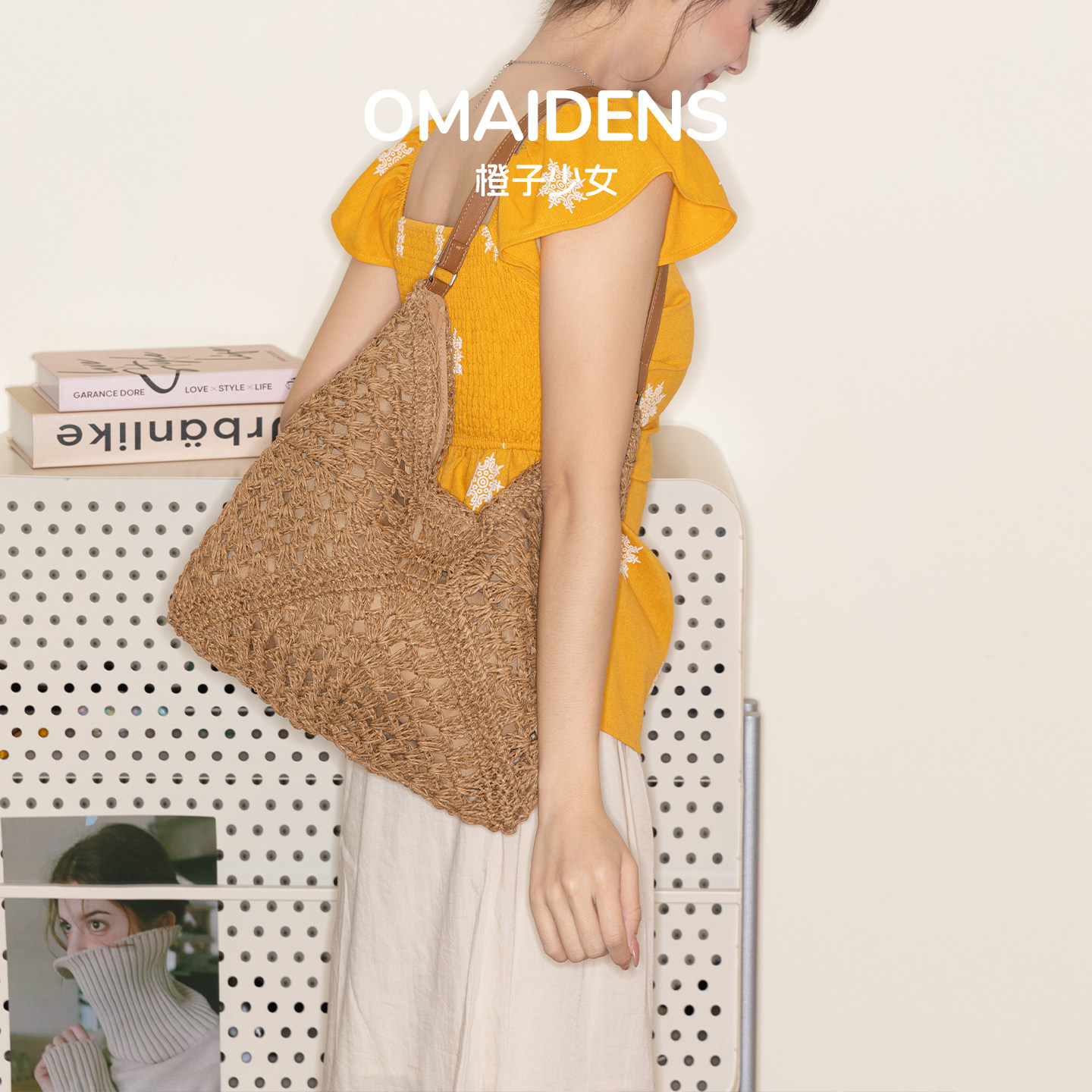 橙子少女大容量编织包草编包度假风百搭慵懒腋下海边度假沙滩包包,箱包皮具/热销女包/男包,托特包,淘宝优惠券,粉丝福利购,淘宝优惠卷