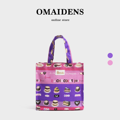 卡通甜点印花帆布包欧美购物袋