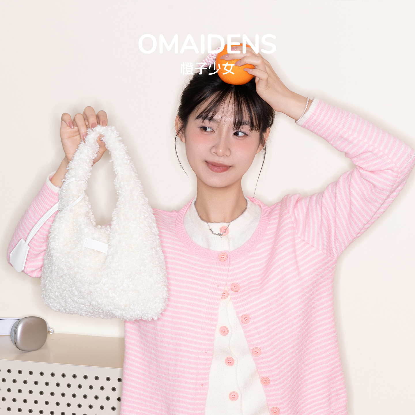 橙子少女ins风羊羔毛手提包女2026春甜美百搭软糯毛绒包包手拎包,箱包皮具/热销女包/男包,手拿包,淘宝优惠券,粉丝福利购,淘宝优惠卷