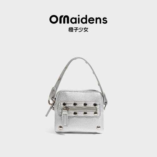 韩国deinet银色机车铆钉链条包