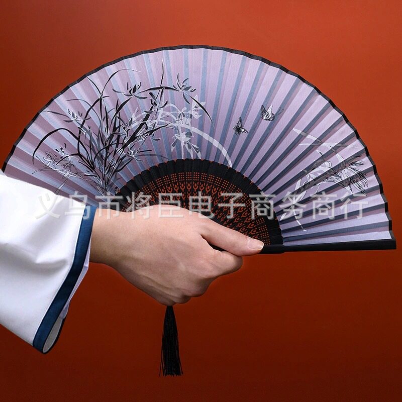 【黑竹骨布扇】古风折扇夏季古典汉服折叠舞蹈小扇子旅游便宜女扇