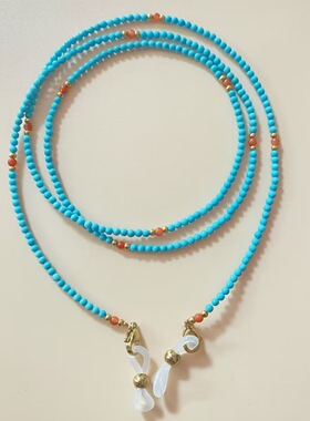 防丢眼镜链轻奢米珠红串珠