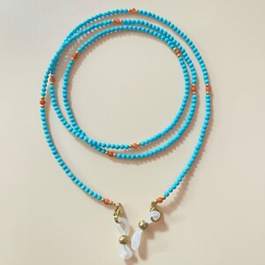 防丢眼镜链耳机链轻奢时尚米珠红串珠项链女一款多用小众手机挂绳